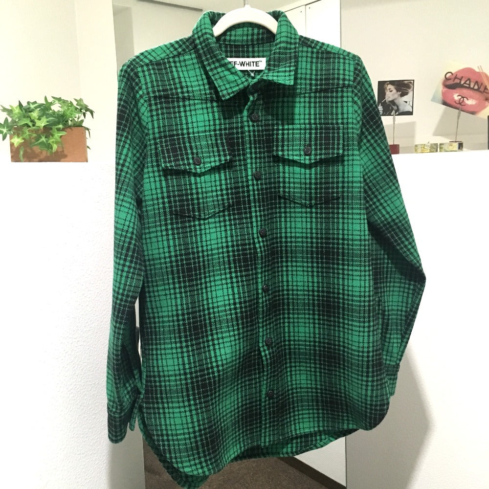 OFF-WHITE Checkered Tartan Shirt, DIAG ALL OVER, Men's, Green
