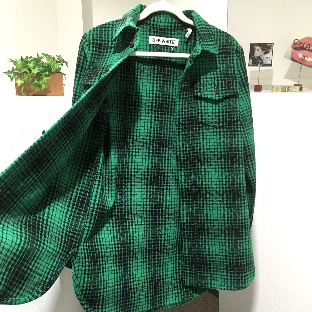 OFF-WHITE Checkered Tartan Shirt, DIAG ALL OVER, Men's, Green