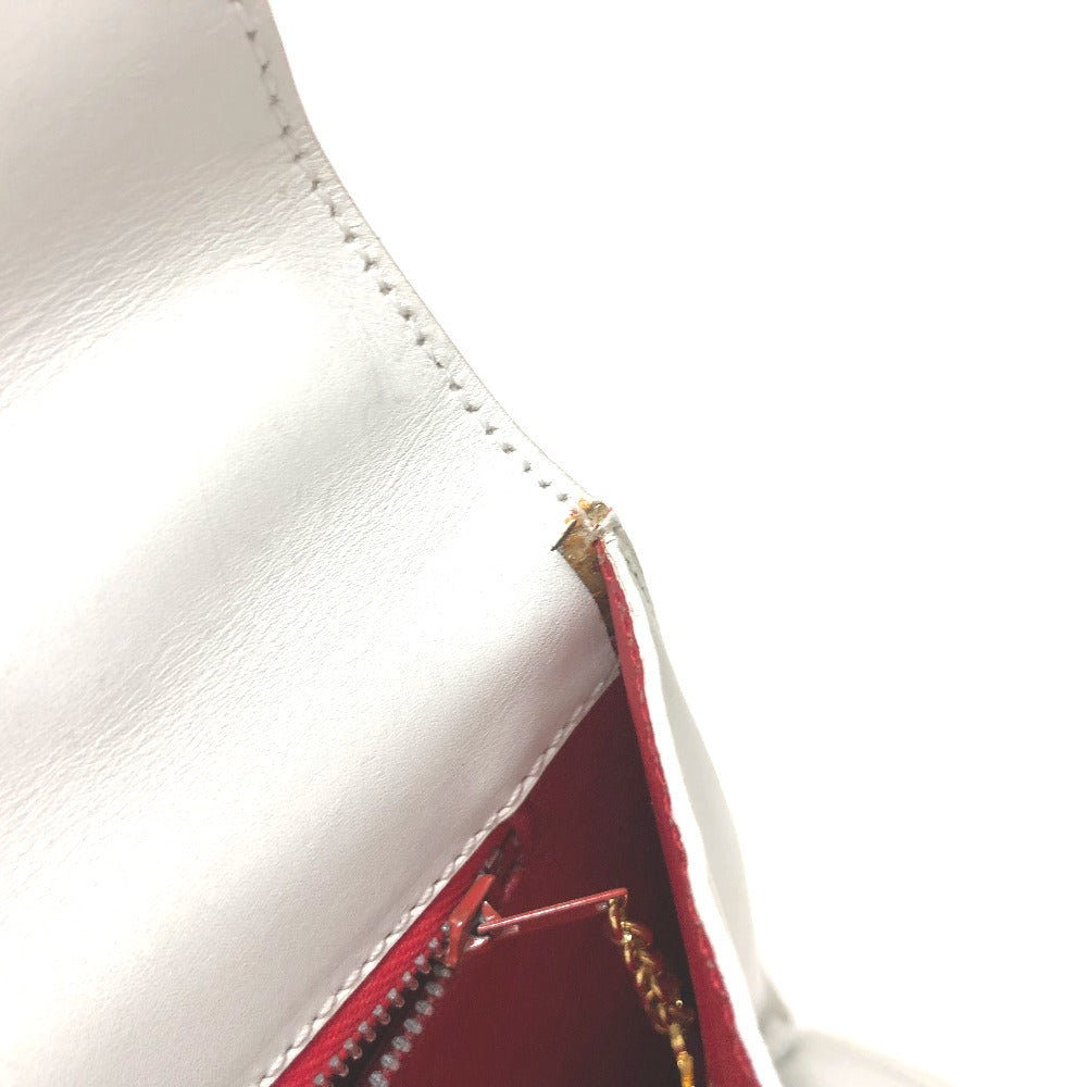 CELINE Vintage Chain Lock Tote Bag, Leather Handbag, Women's, White