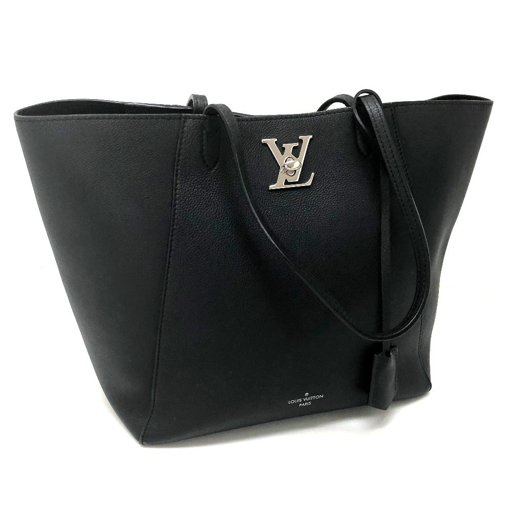 LOUIS VUITTON M42291 Lockme Hippopotamus Logo Shoulder Bag Leather Women's Noir Noir