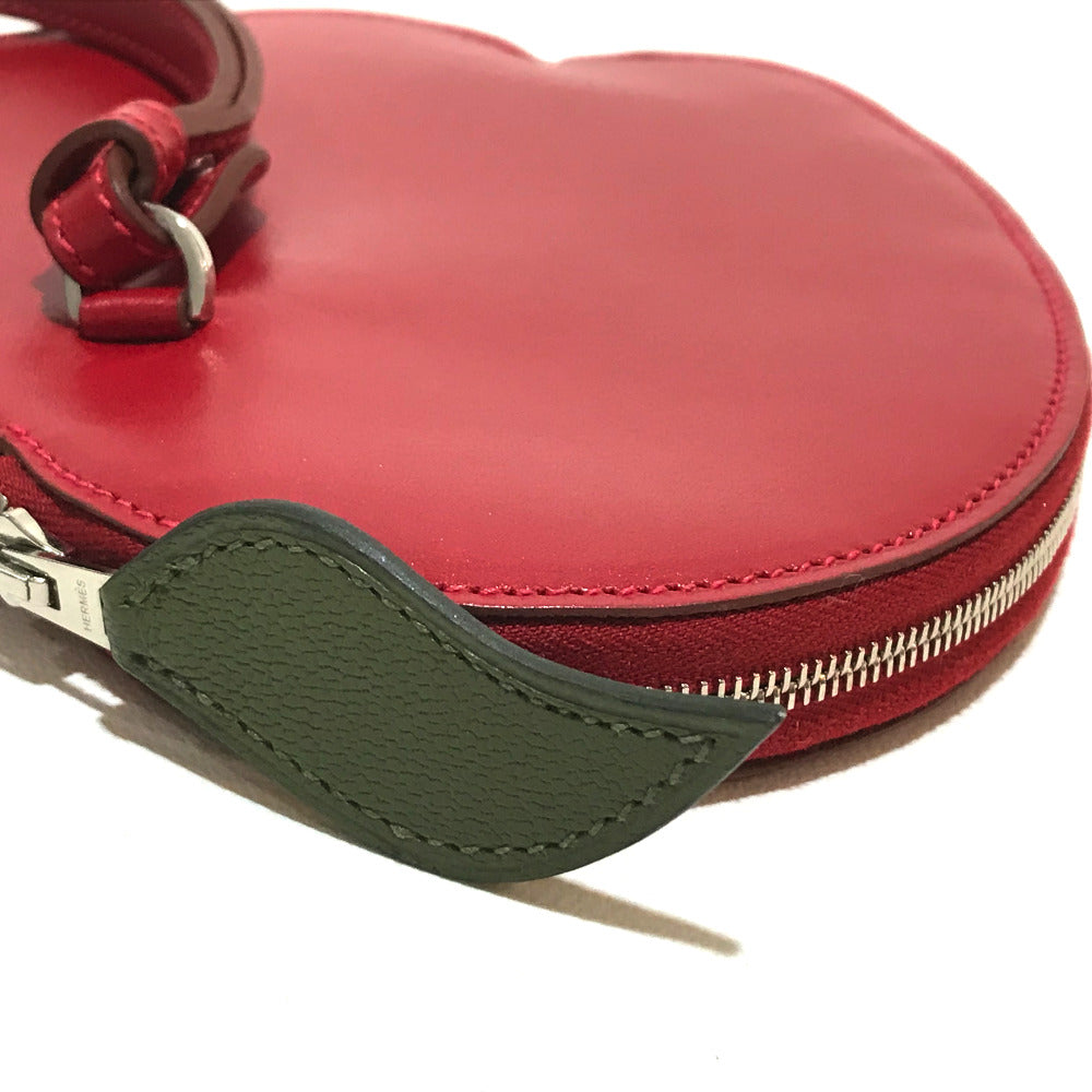 HERMES Tadelakt x Chevre Apple Motif Apple Fruit Pochette Pomme Accessory Pouch Chevre Women's Rouge vif