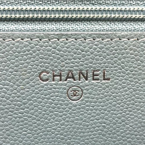 CHANEL 長財布 カバン 斜め掛け Vステッチ ココマーク CC チェーンウォレット ショルダーバッグ キャビアスキン レディース ブルー