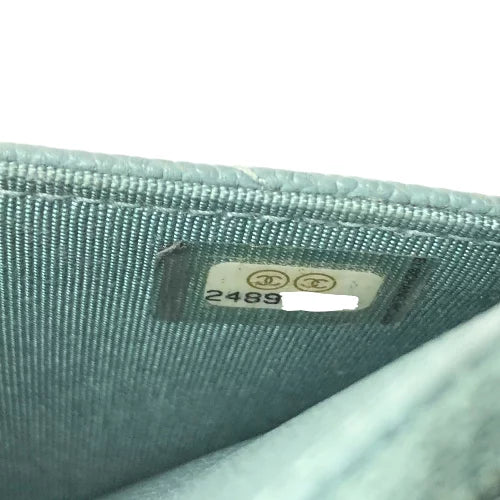 CHANEL 長財布 カバン 斜め掛け Vステッチ ココマーク CC チェーンウォレット ショルダーバッグ キャビアスキン レディース ブルー