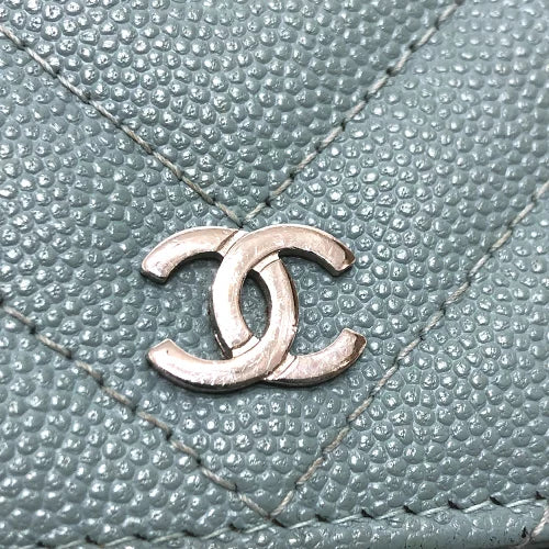 CHANEL 長財布 カバン 斜め掛け Vステッチ ココマーク CC チェーンウォレット ショルダーバッグ キャビアスキン レディース ブルー