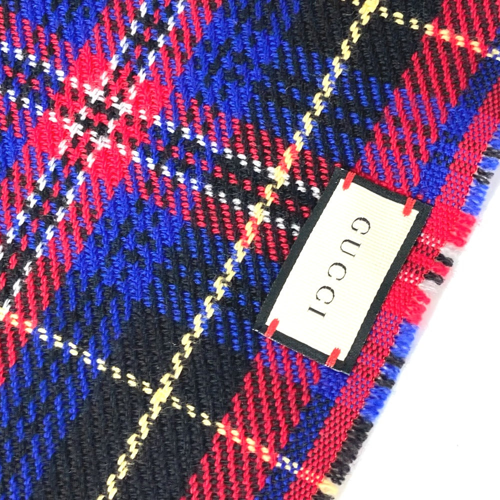 GUCCI チェック BEE 蜂 フリンジ マフラー ウール レディース - brandshop-reference